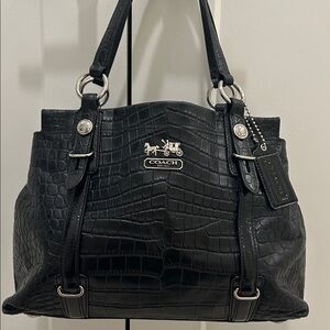 Coach (EUC) Mia Embossed Croc Carryall Leather Bag